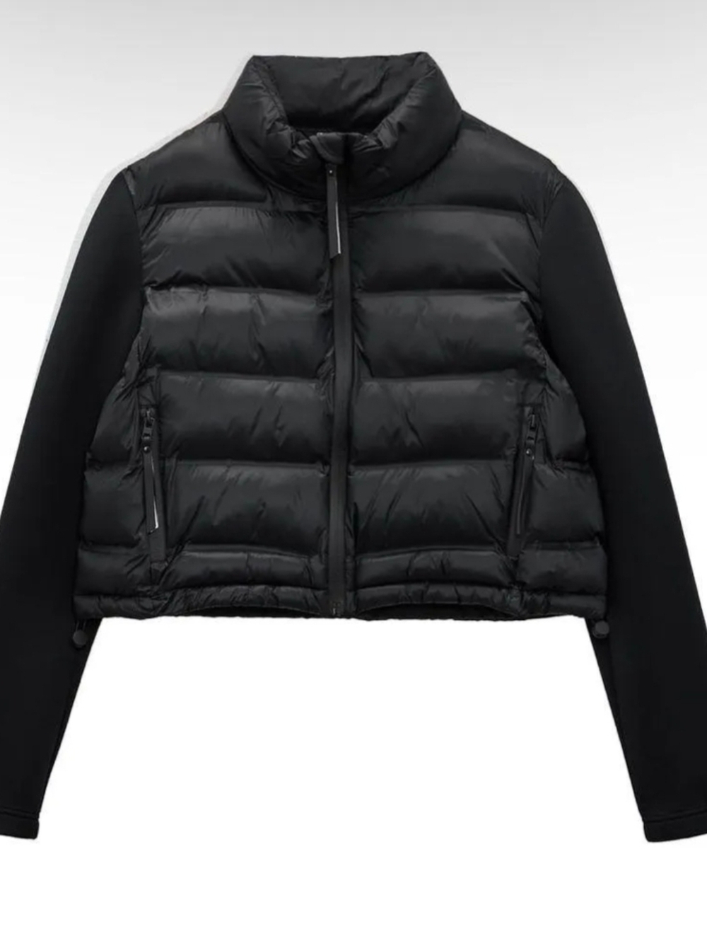 Zara Contrast Puffer Jacket, XS, Black